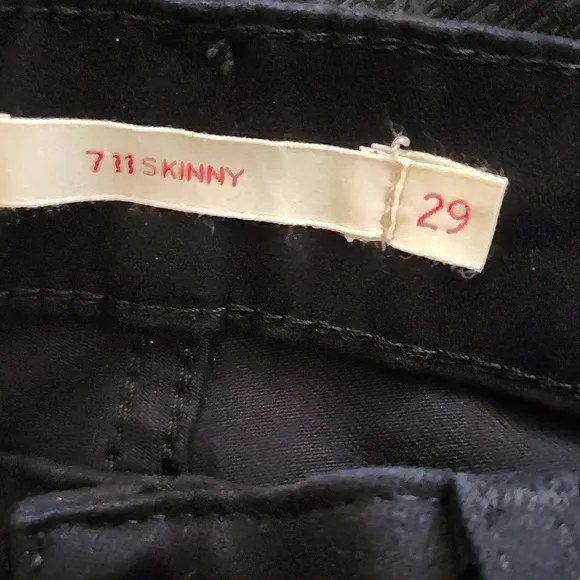 Levi's Black 711 Skinny Denim Jeans Size W29 L32 - Picture 3 of 12